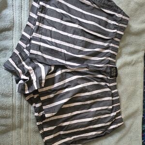 Gray Striped Women Shorts